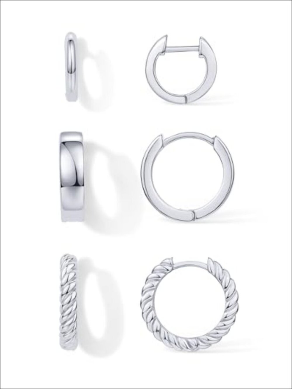 Gold Hoop Earrings 3-Pair Small Huggie Earrings Set for Women